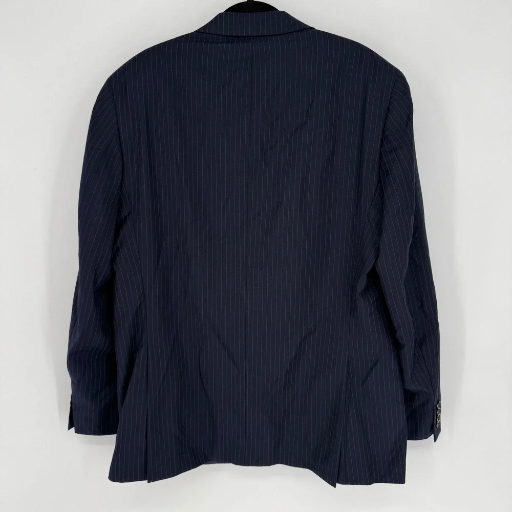 LAUREN RALPH LAUREN NAVY BLUE PINSTRIPE SPORT COAT 44L BLAZER SUIT JACKET‎